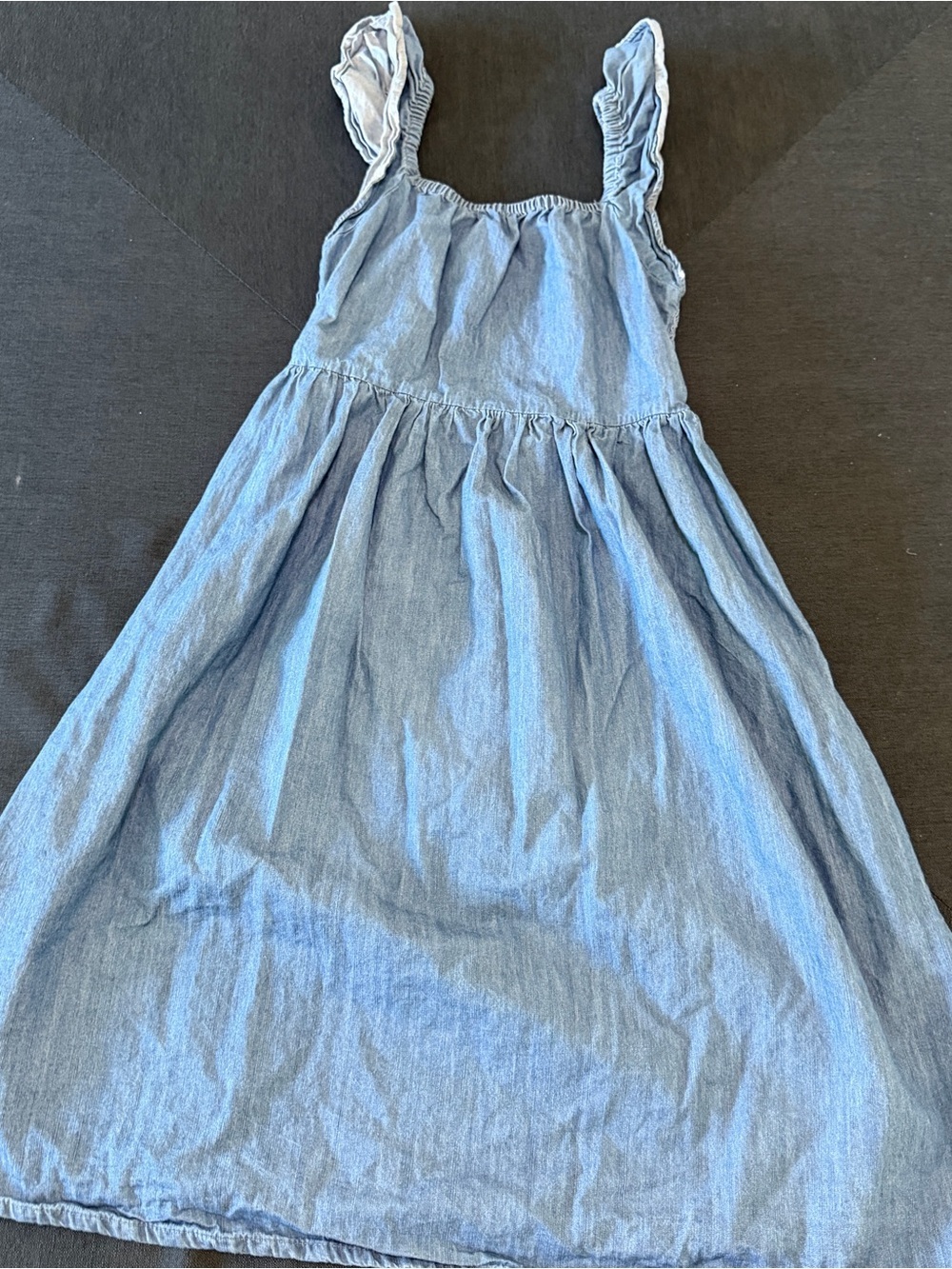 Girls Light Blue Chambray Sundress with Ruffle Straps Sz 11-12